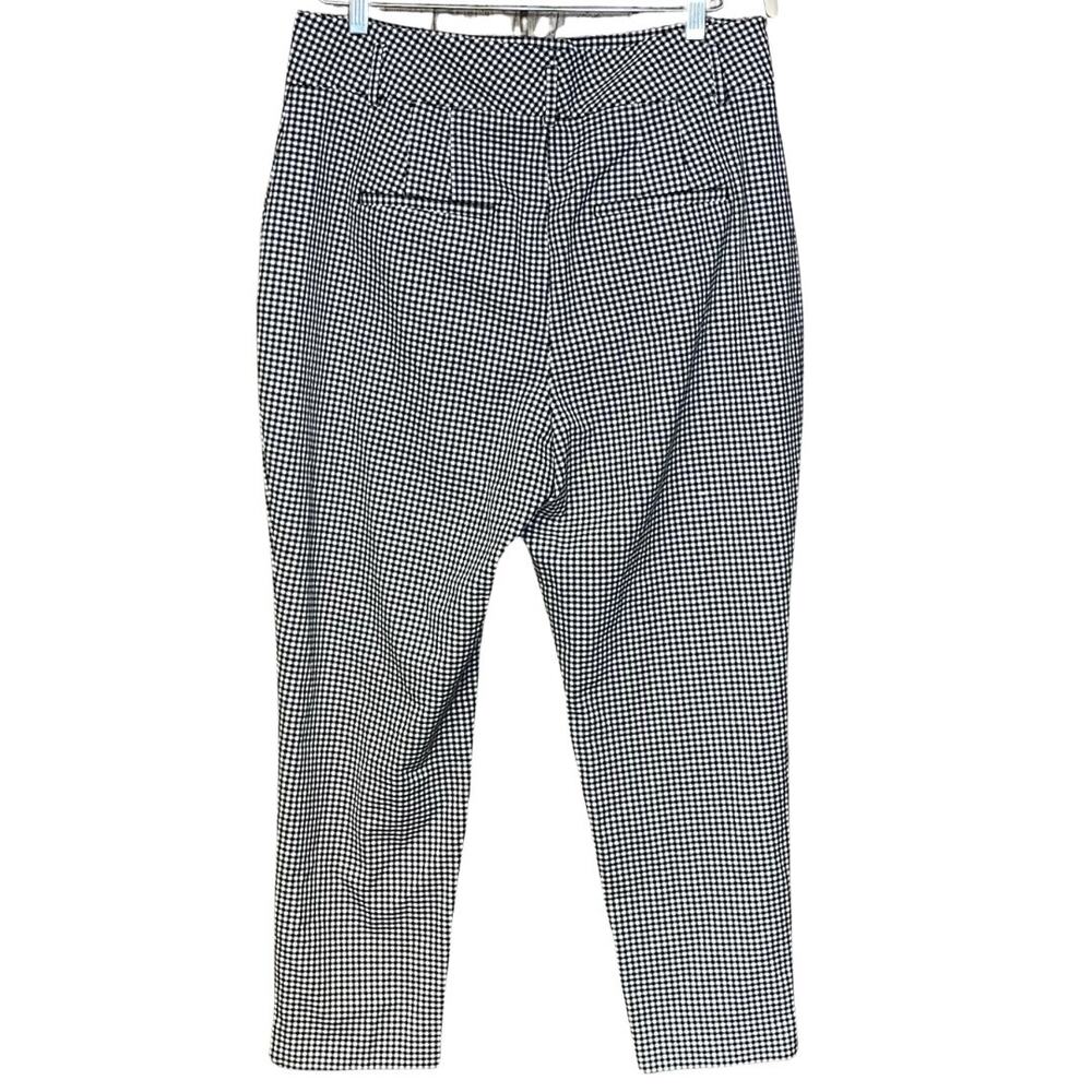 White House Black Market checkered pants black white tapered ankle stretch sz 14